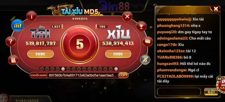Tài Xỉu MD5 Tại Bin88 Công Nghệ Cá Cược Đỉnh Cao Cho Mọi Cược Thủ Chuyên Nghiệp